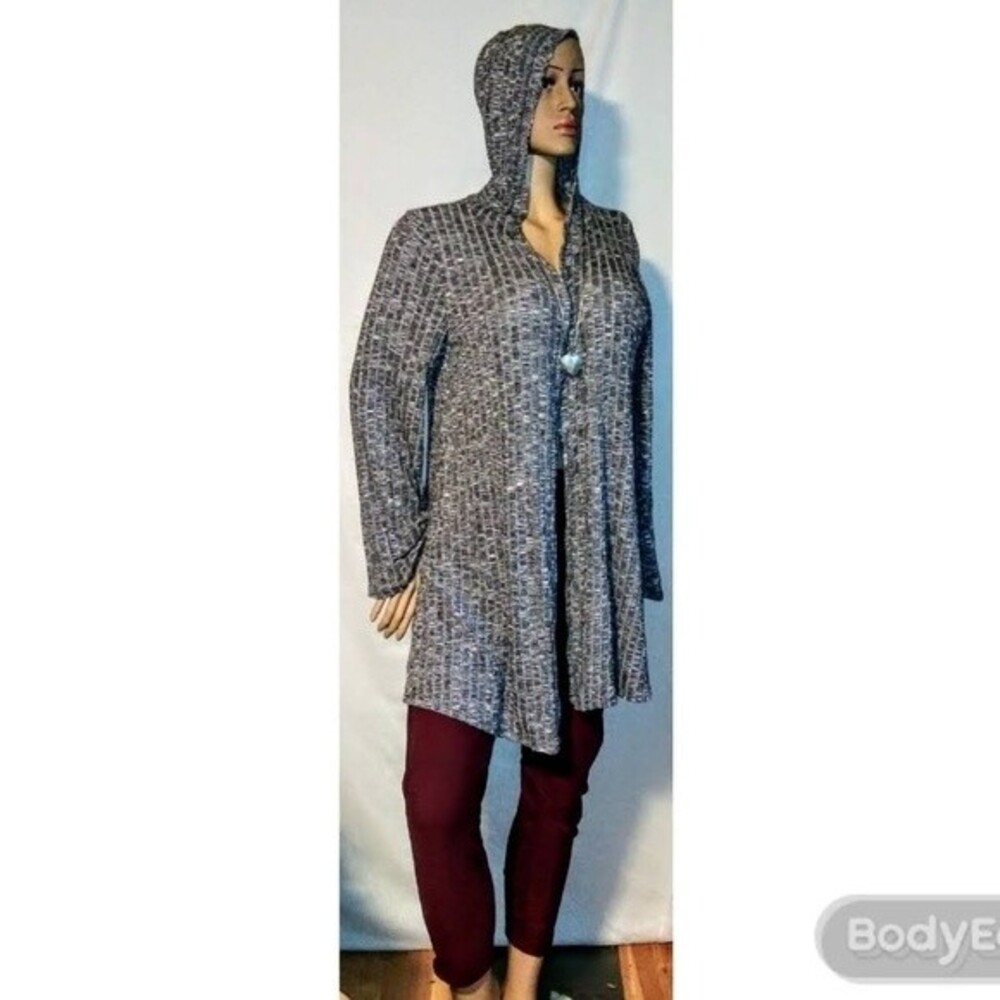 Gray Hooded Cardigan 3X
